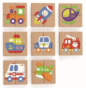 Dřevěné magnetické puzzle Dopravní prostředky 32 dílků