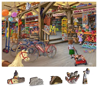 Dřevěné puzzle V hračkářství 2v1, 200 dílků EKO
