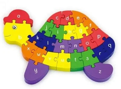 poškozený obal: Dřevěné puzzle Želva s abecedou