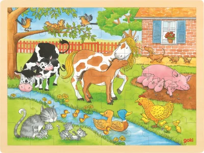 Dřevěné puzzle Život na farmě 48 dílků