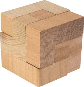 Dřevěný hlavolam 3D Tetris v bavlněném pytlíku