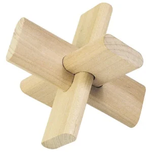 Dřevěný hlavolam Kříž v plátěném pytlíku