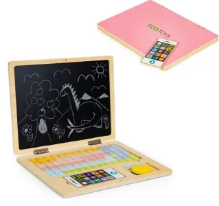 Dřevěný notebook s magnetickým monitorem - růžový