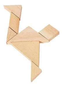 Dřevěný tangram v plátěném pytlíku