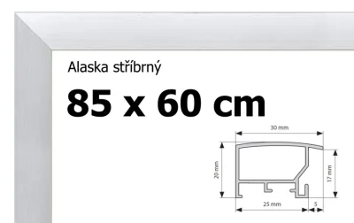 Alaska hliníkový rám na puzzle 85x60 cm - stříbrný