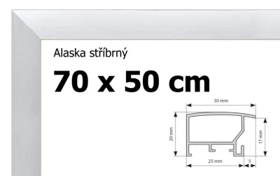 Alaska hliníkový rám na puzzle 70x50cm - stříbrný