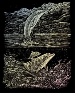Holografický škrabací obrázek Zátoka delfínů