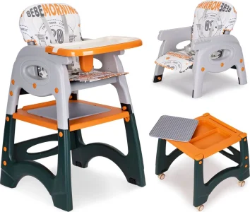 Jídelní židlička 2v1 oranžovo-šedá