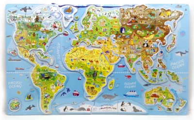 Magnetické puzzle Mapa - Svět v obrázcích 2v1