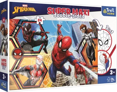 Oboustranné puzzle Spiderman jde do akce SUPER MAXI 24 dílků