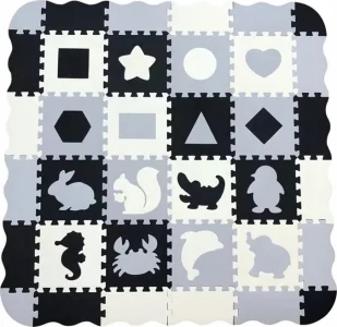 Pěnové puzzle šedé Zvířátka a tvary (28x28)