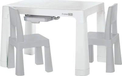 Plastový stolek s židlemi Neo, bílá/šedá
