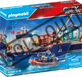 PLAYMOBIL® City Action 70769 Velká kontejnerová loď s celním člunem
