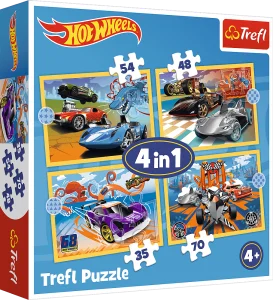 Puzzle Autíčka Hot Wheels 4v1 (35,48,54,70 dílků)