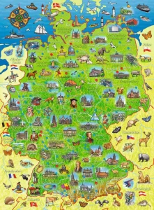 Puzzle Barevná mapa Německa XXL 200 dílků