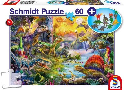Puzzle Dinosauři 60 dílků + dárek (figurky dinosaurů)
