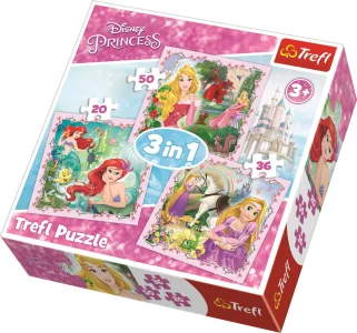 Puzzle Disney princezny s přáteli 3v1 (20,36,50 dílků)