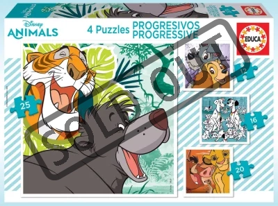 Puzzle Disney zvířata 4v1 (12,16,20,25 dílků)