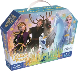 Třpytivé Glitter puzzle v kufříku Disney Frozen: Kouzelné přátelství 70 dílků