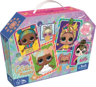 Třpytivé Glitter puzzle v kufříku L.O.L. Surprise: Barevné panenky 70 dílků
