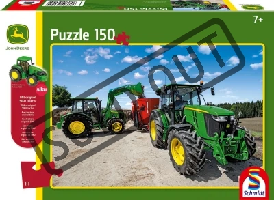 Puzzle John Deere Traktory 5M 150 dílků + model SIKU