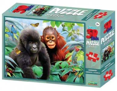 Puzzle Kamarádi z džungle 3D 48 dílků