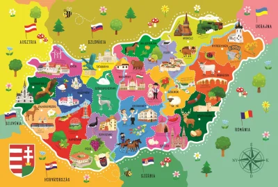 Puzzle Mapa Maďarska 44 dílků