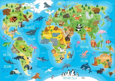 Puzzle Mapa se zvířaty světa 150 dílků