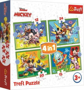 Puzzle Mickeyho klubík: S přáteli 4v1 (12,15,20,24 dílků)