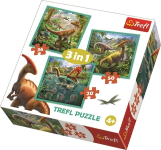Puzzle Neobyčejný svět dinosaurů 3v1 (20,36,50 dílků)