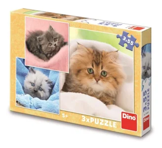 Puzzle Roztomilá koťátka 3x55 dílků