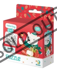 Puzzle s omalovánkou Vánoční medvěd 16 dílků