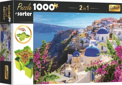 Puzzle s třídičem 2v1 Santorini, Řecko 1000 dílků