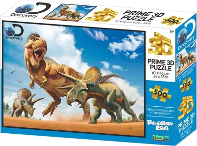 Puzzle T-Rex vs.Triceratops 3D 500 dílků