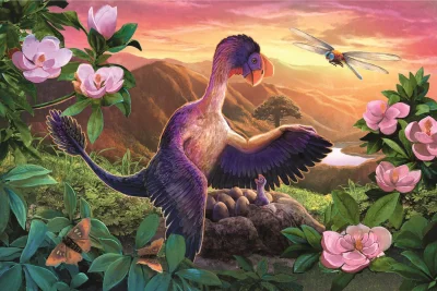 Puzzle Úžasní dinosauři: Microraptor u hnízda 54 dílků