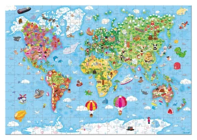 Puzzle v kufříku Mapa světa 300 dílků