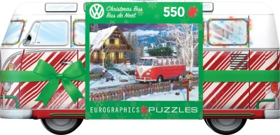 Puzzle v plechové krabičce Vánoční autobus Volkswagen 550 dílků