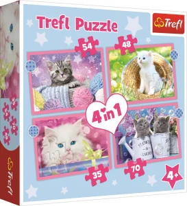Puzzle Veselé kočičky 4v1 (35,48,54,70 dílků)