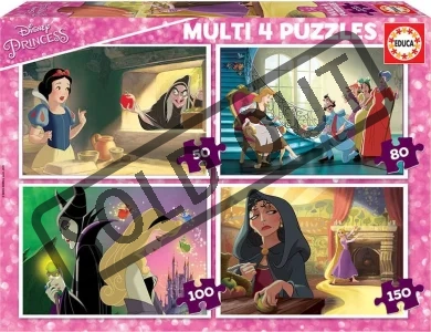 Puzzle Disney Princezny a padouši 4v1 (50,80,100,150 dílků)