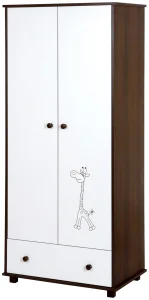 Šatní skříň SAFARI Žirafka dvoudvéřová bílá+ořech