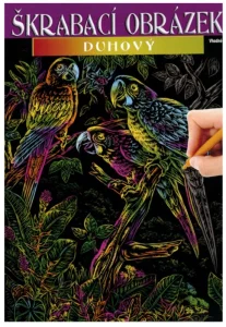 Škrabací obrázek (duhový) - Papoušci 