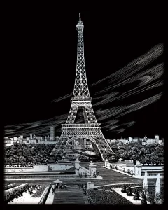 Stříbrný škrabací obrázek Eiffelova věž, Francie
