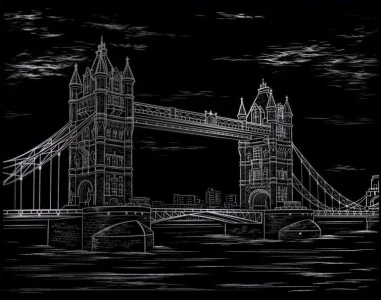 Škrabací obrázek - Tower Bridge (stříbrný)