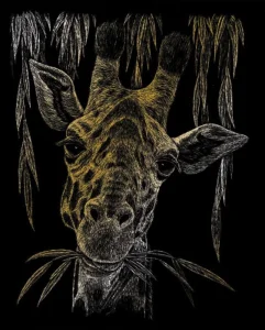 Zlatý škrabací obrázek Žirafa