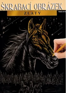 Škrabací obrázek (zlatý) - Koně