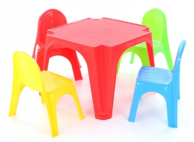 Stůl s 4 židličkami - barevný