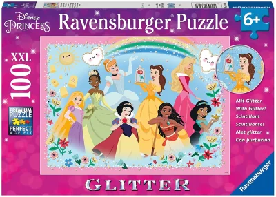 Třpytivé puzzle Disney princezny: Silné, krásné a neuvěřitelně odvážné XXL 100 dílků