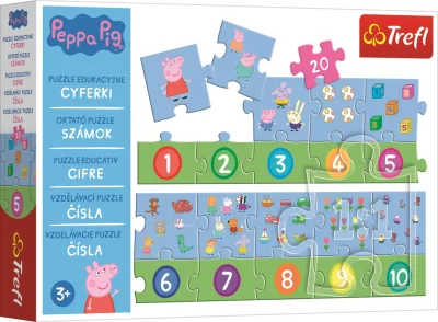 Vzdělávací puzzle Čísla Prasátko Peppa 20 dílků