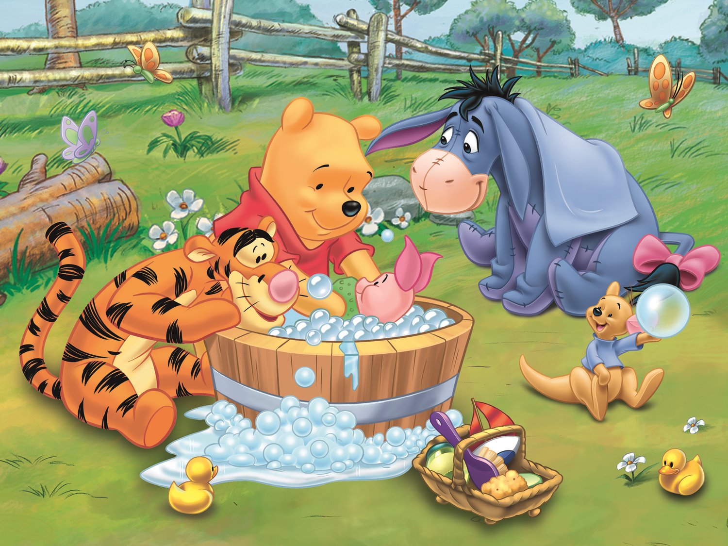 TREFL Puzzle Medvídek Pú: Koupel Prasátka 30 dílků