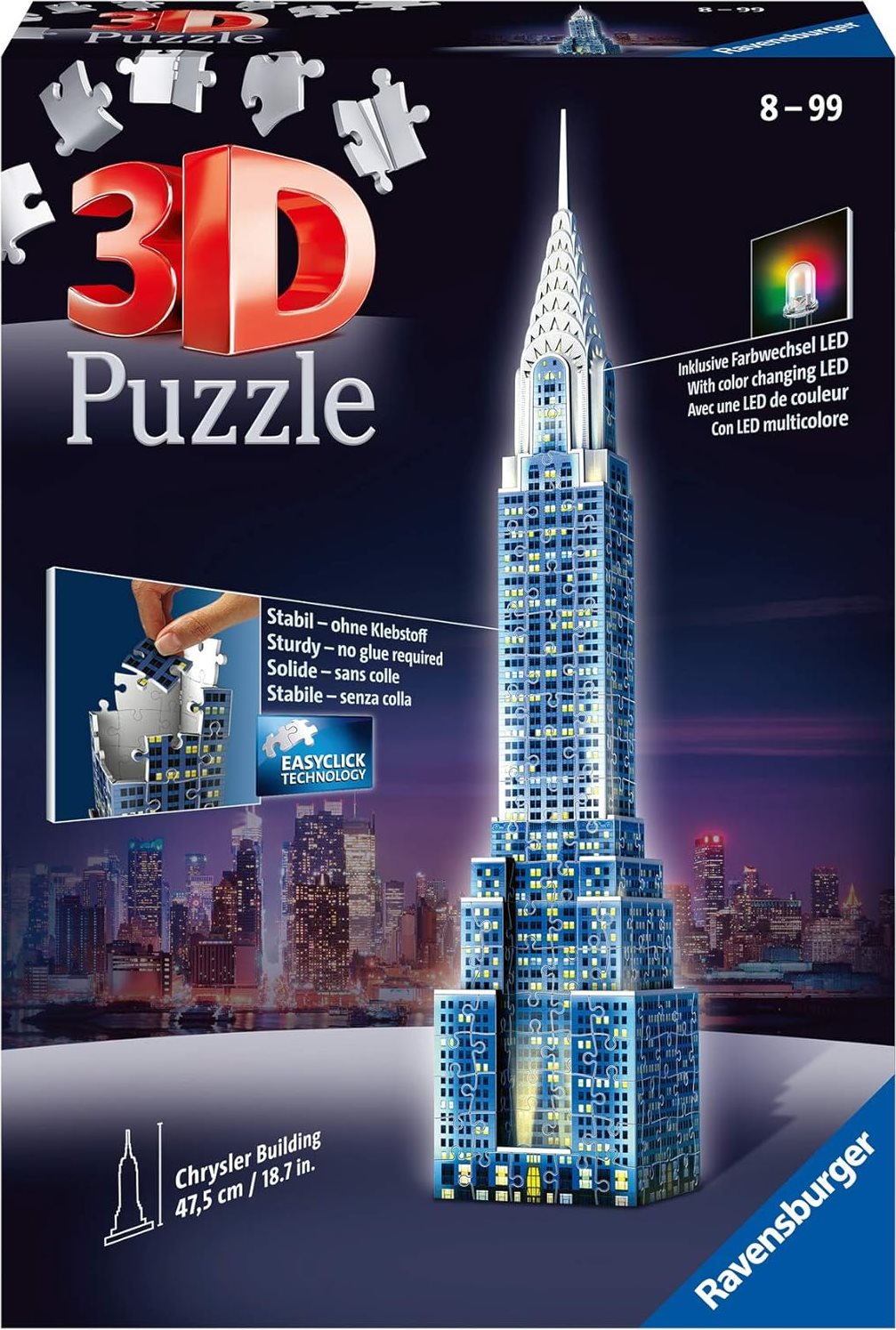 RAVENSBURGER Svítící 3D puzzle Noční edice Chrysler Building 216 dílků